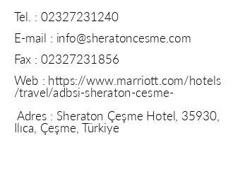 Sheraton Cesme Hotel Resort Ve Spa iletiim bilgileri